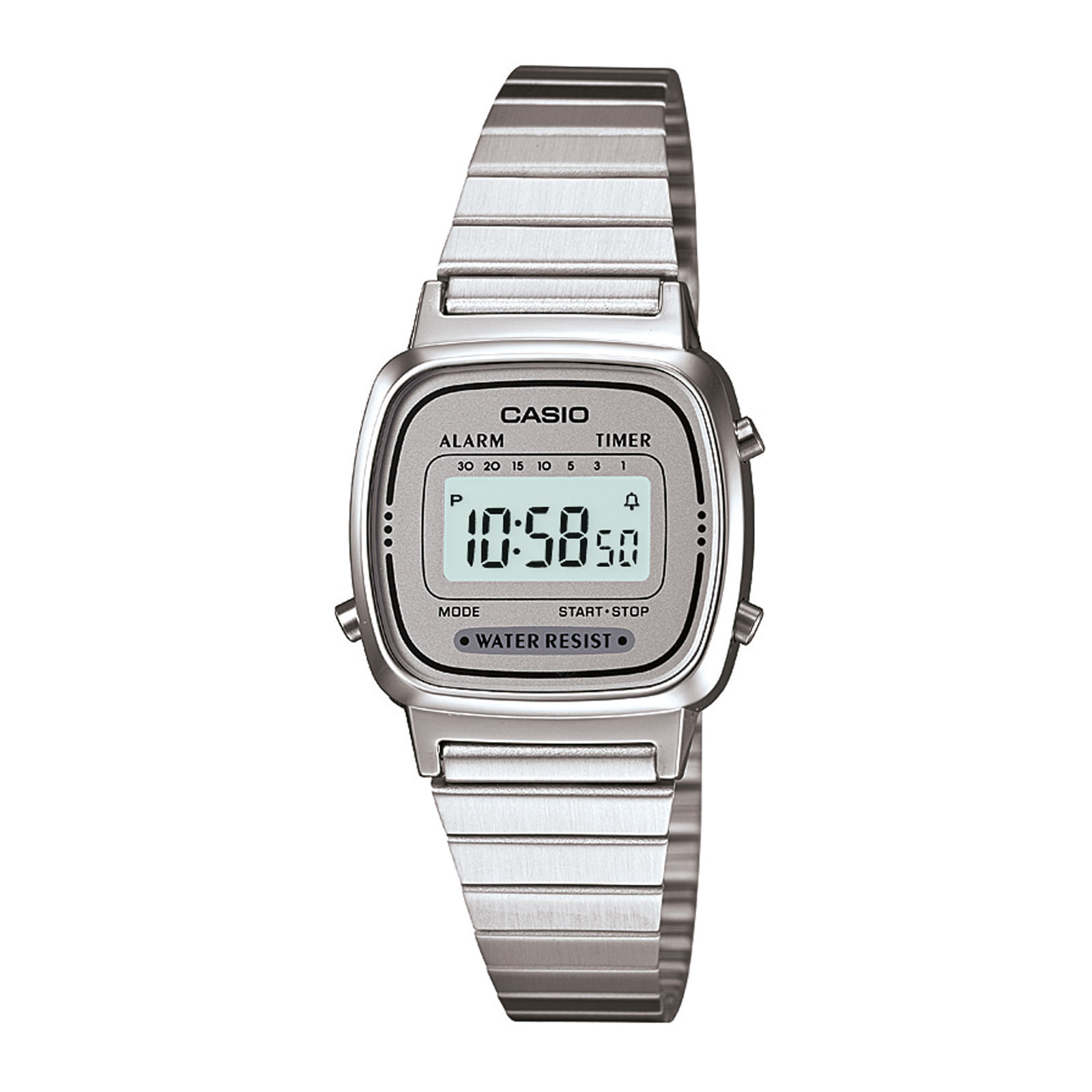 Reloj CASIO LA670WA-7D Resina Juvenil Plateado - Btime