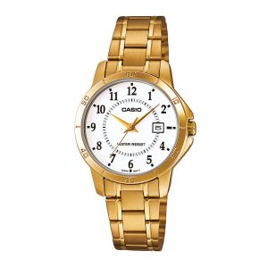 Reloj Casio LTP-V004g Para MUJER dorado calendario Original