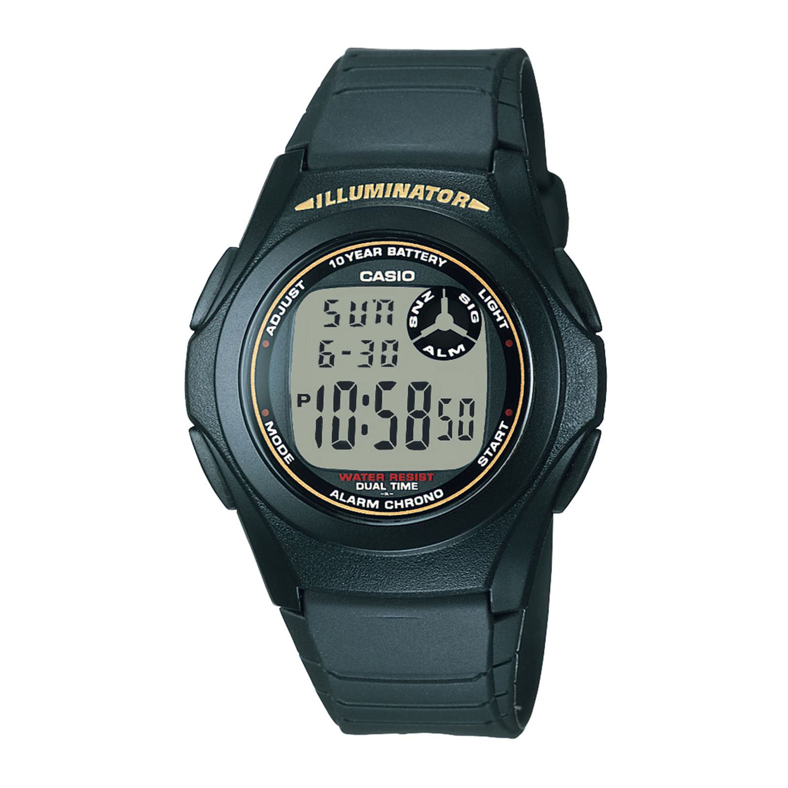 Reloj CASIO F-200W-9A Resina Juvenil Negro