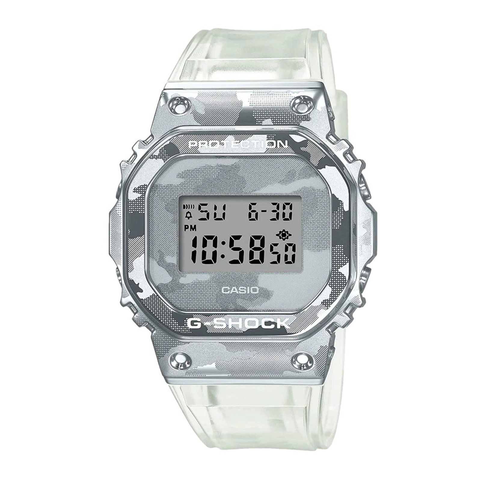 Casio G-Shock GM5600-1 Reloj digital con bisel de metal de acero inoxidable  para hombre, Plata/Negro, Digital