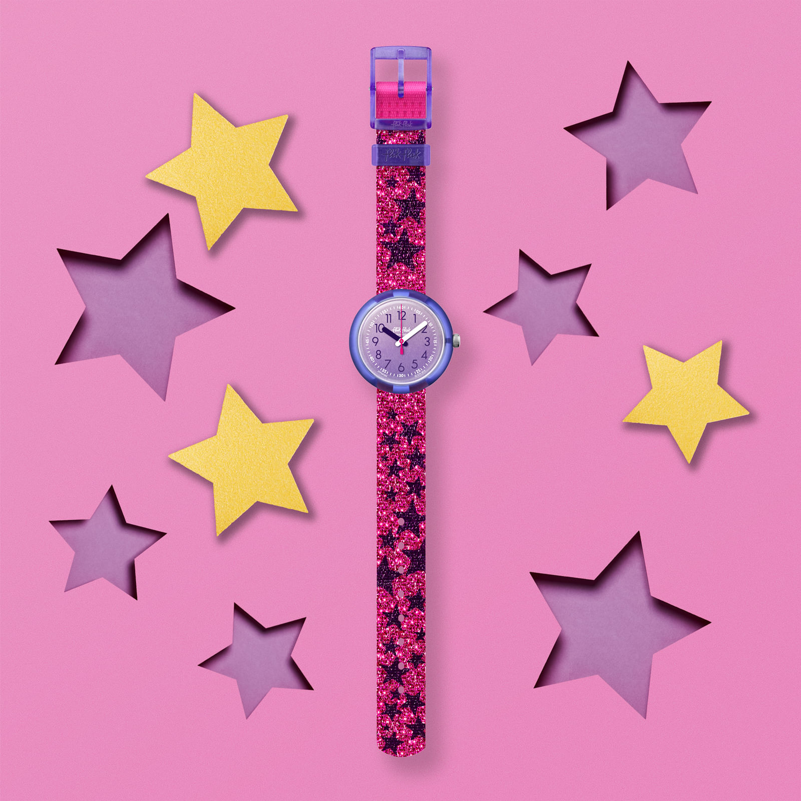 Reloj FLIK FLAK GLITTER STARS ZFPNP054 Niños Morado