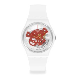 Reloj SWATCH TIME TO RED SMALL SO31W104 Blanco