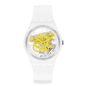 Reloj SWATCH TIME TO YELLOW SMALL SO31W105 Blanco