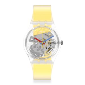 Reloj SWATCH CLEARLY YELLOW STRIPED GE291 Transparente