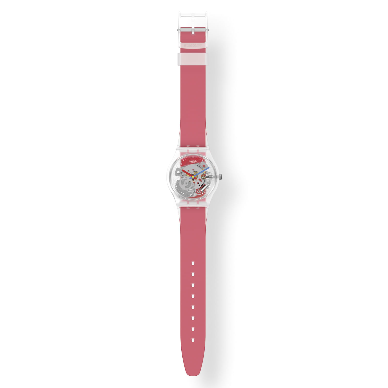 Reloj SWATCH CLEARLY RED STRIPED GE292 Transparente