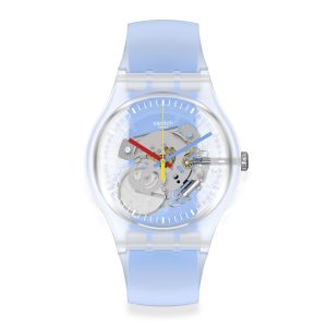 Reloj SWATCH CLEARLY BLUE STRIPED SUOK156 Transparente