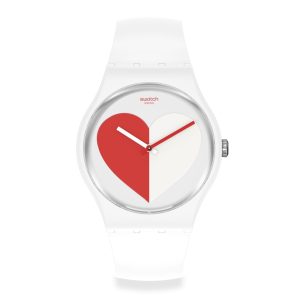 Reloj SWATCH HALF <3 RED SO29Z113 Blanco