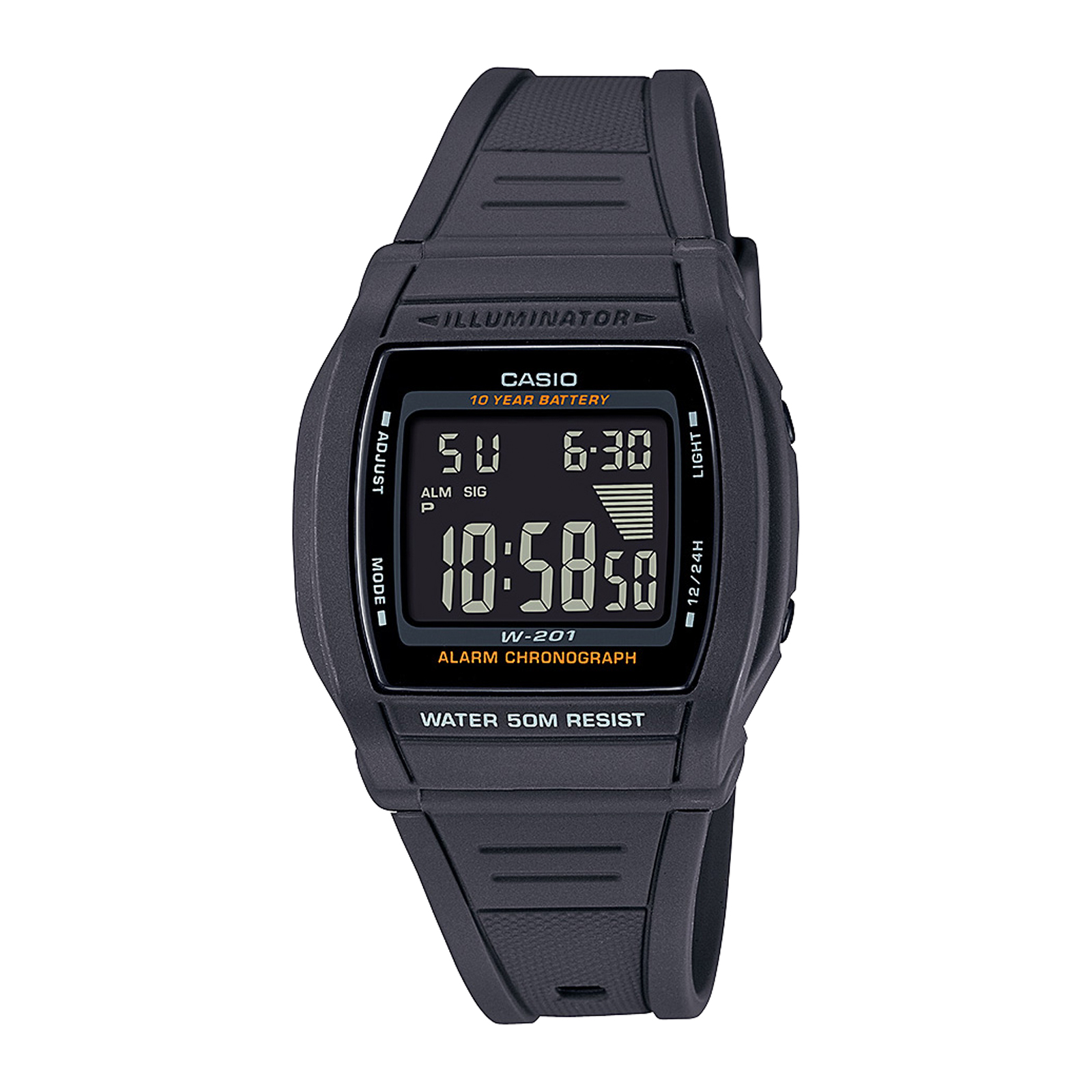 Reloj CASIO W-201-1B Resina Hombre Negro