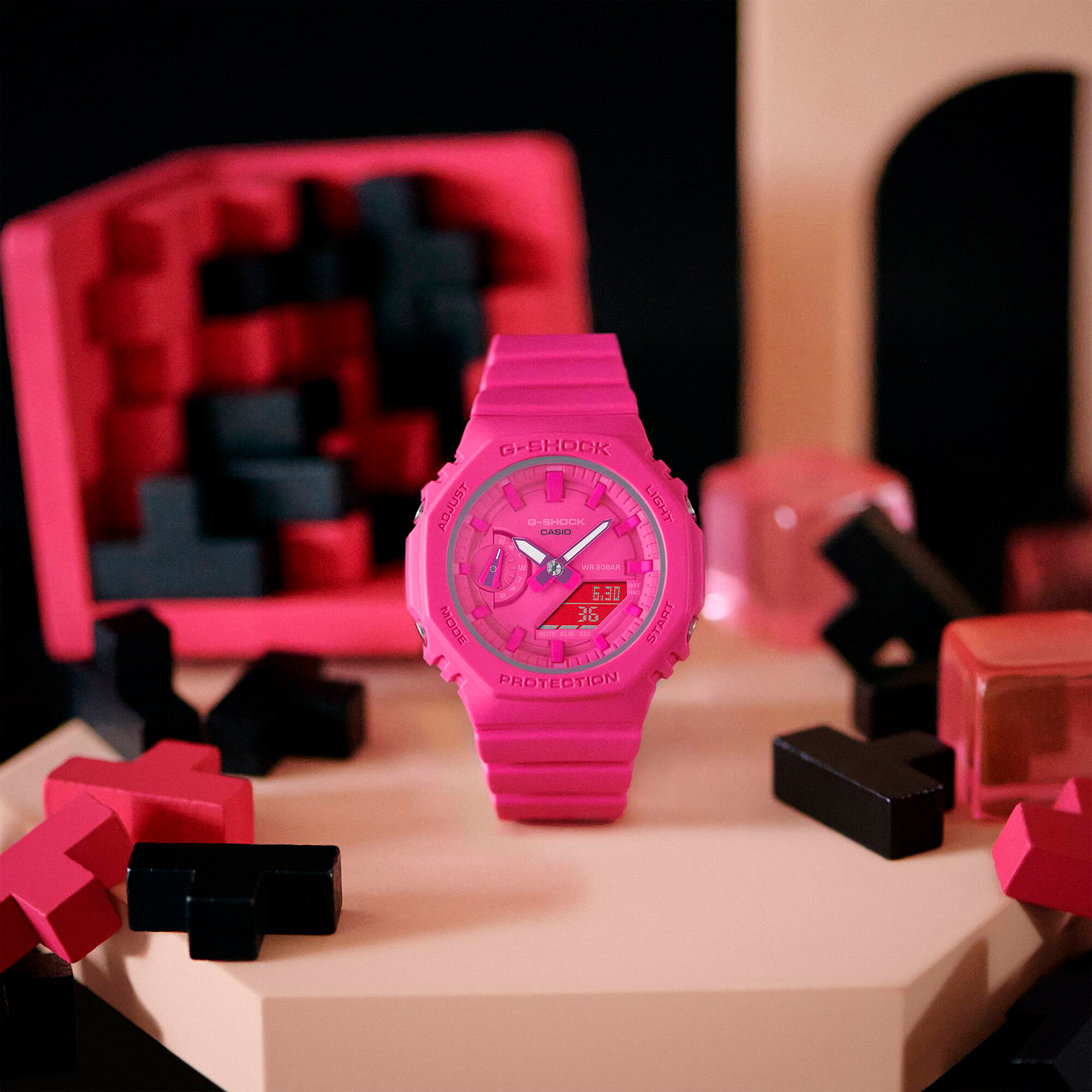 Reloj G-SHOCK GMA-S2100P-4A Carbono/Resina Mujer Rosado