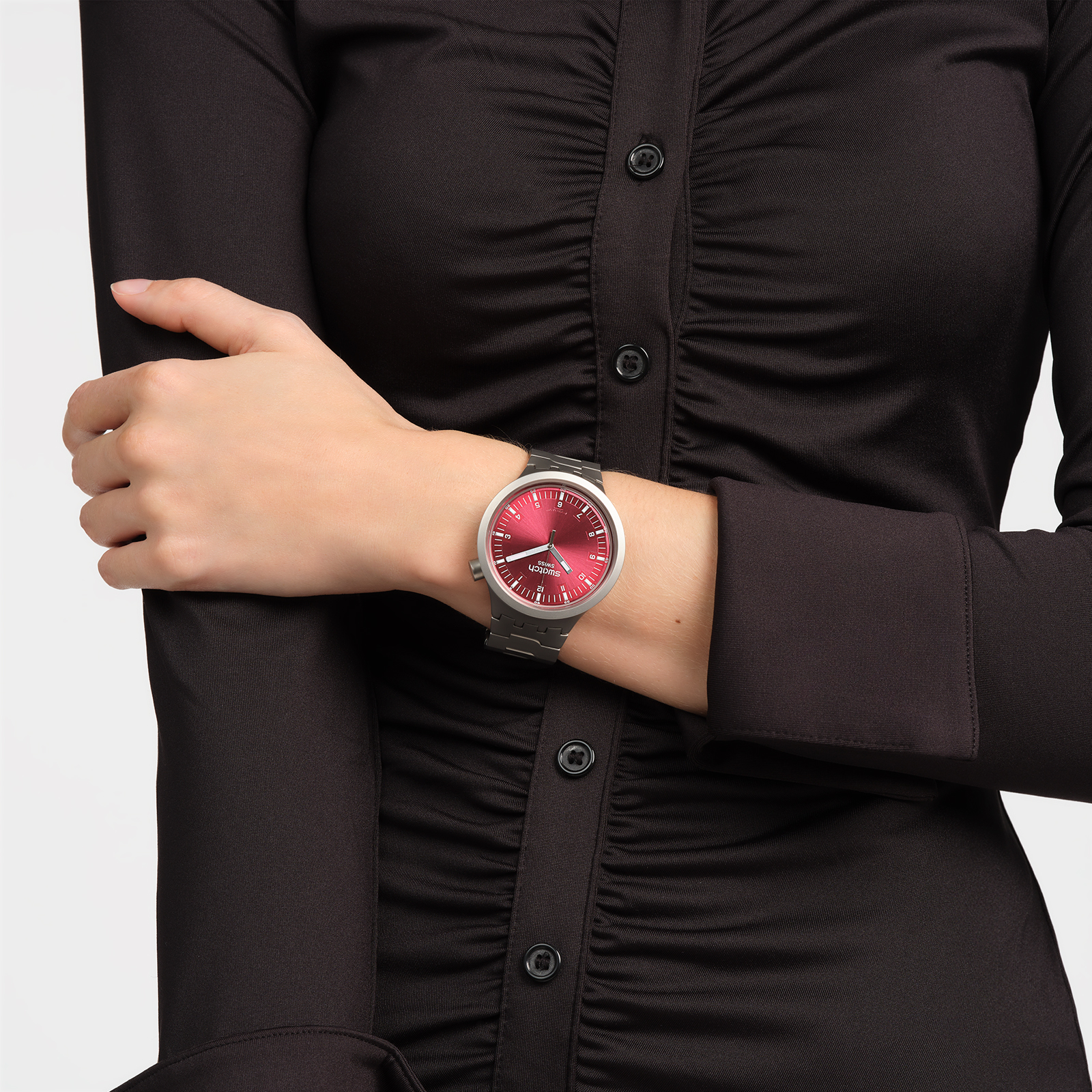 Reloj SWATCH SCARLET SHIMMER SB07S104G Plateado