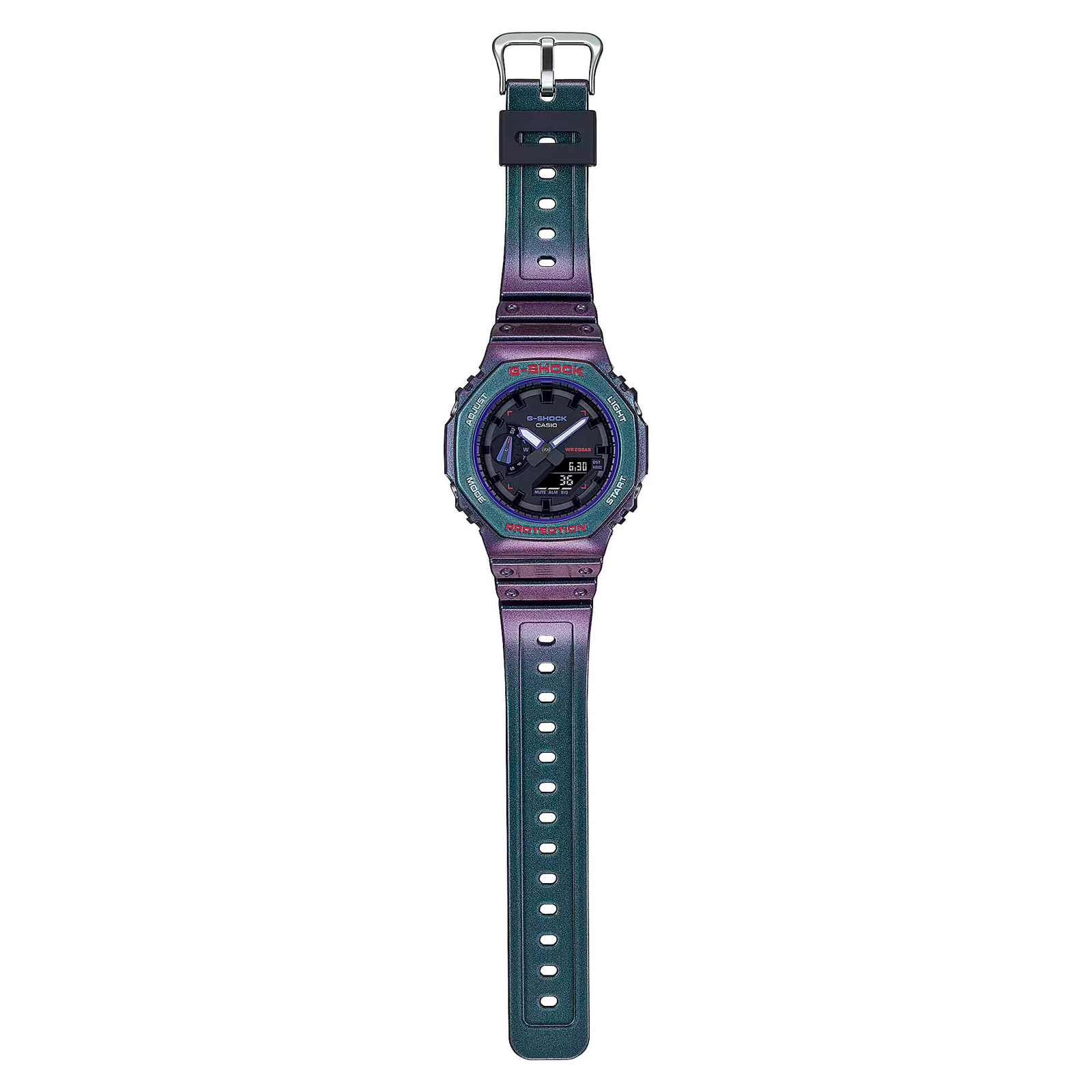 Reloj G-SHOCK GA-2100AH-6A Carbono/Resina Hombre Purpura/Verde