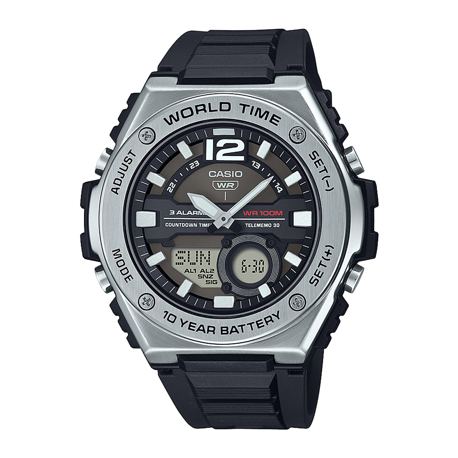 Reloj CASIO MWQ-100-1A Resina/Acero Hombre Negro/Plateado